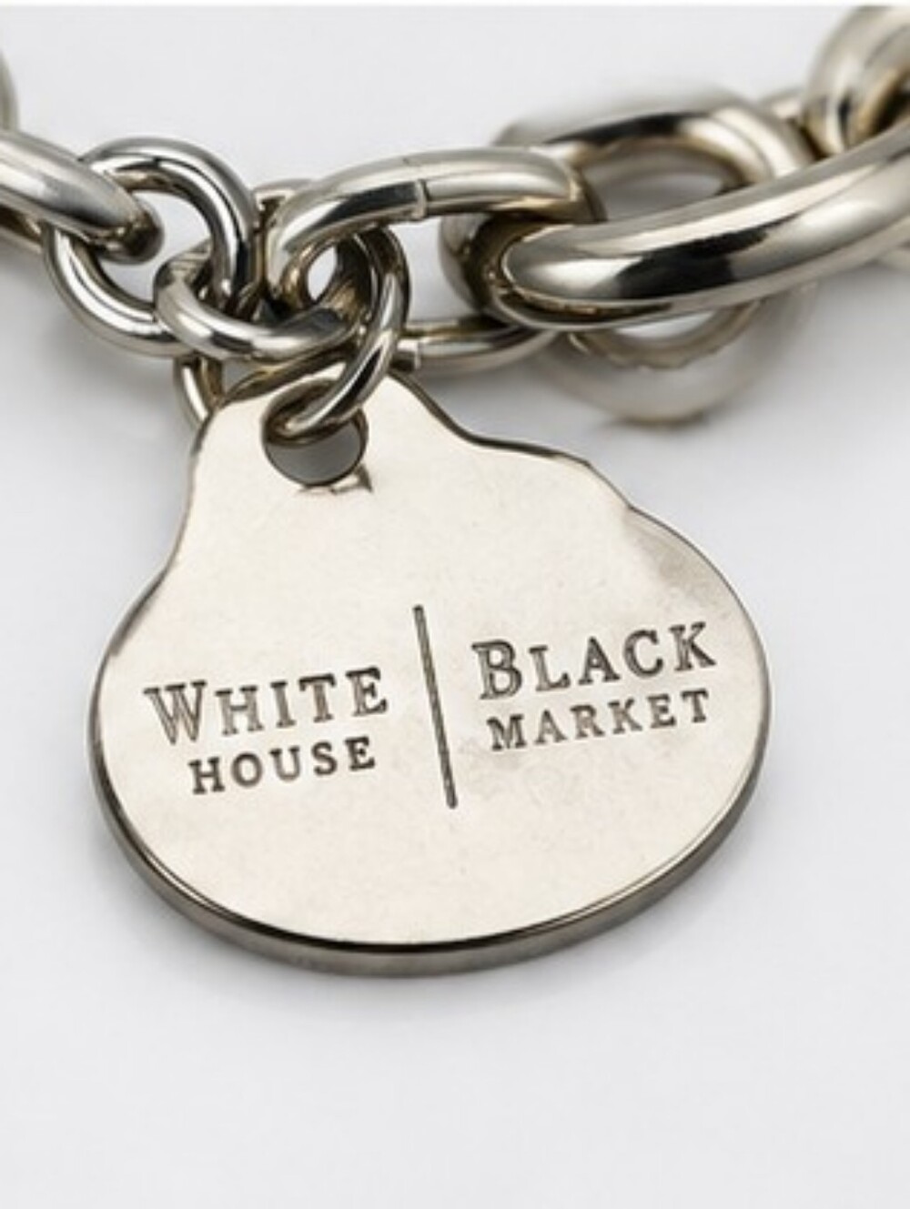 White House Black Market Crystal Statement Necklace Silver Tone Charm Collar WHB - Picture 6 of 7